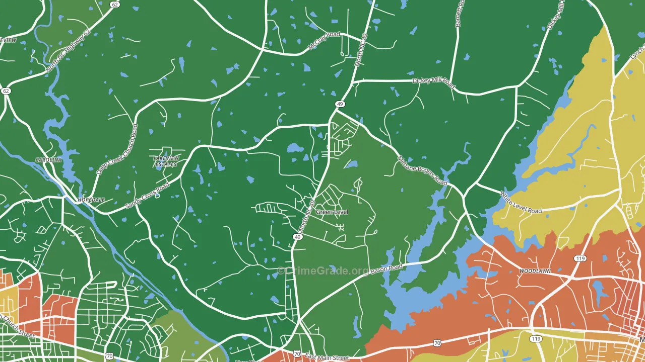 Green Level, NC Map of Drug-Related Crime Rates