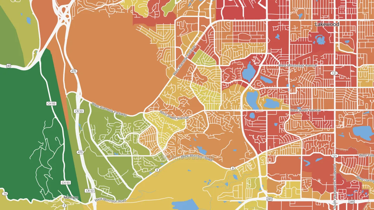 Green Mountain, Lakewood, CO Map of Drug-Related Crime Rates