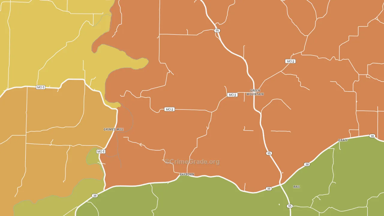 Green Mountain, MO Map of Drug-Related Crime Rates