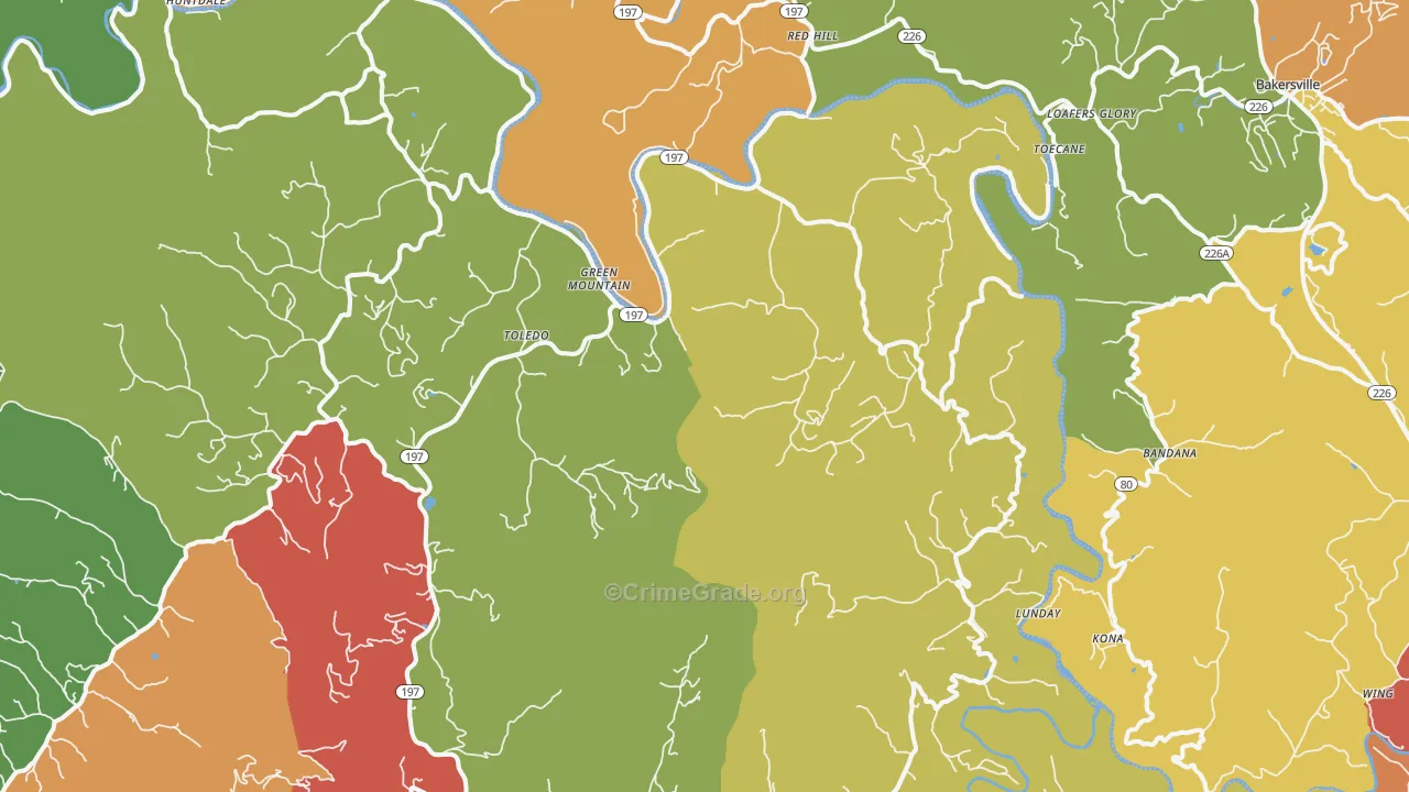 Green Mountain, NC Map of Drug-Related Crime Rates