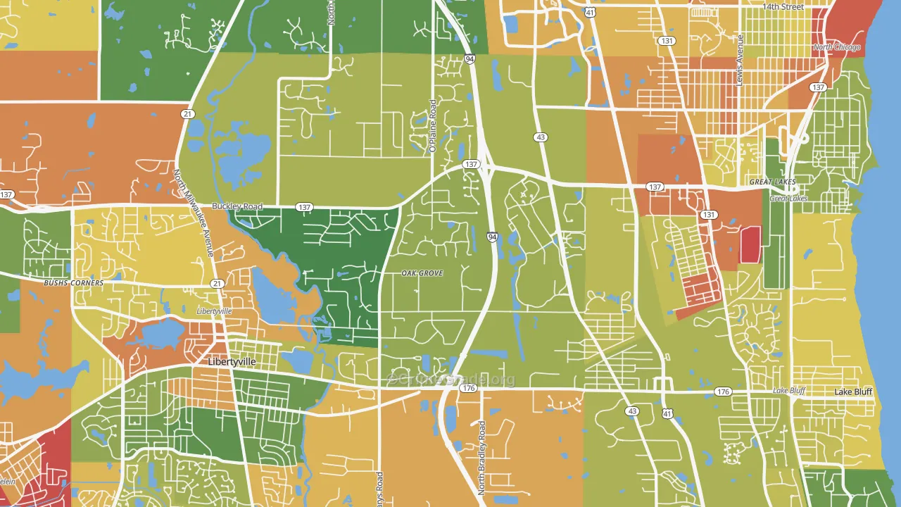 Green Oaks, IL Map of Drug-Related Crime Rates