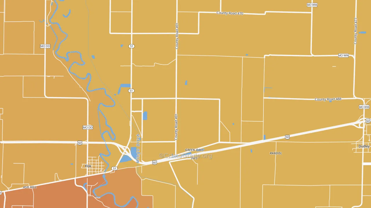 Green Oaks, MO Map of Drug-Related Crime Rates