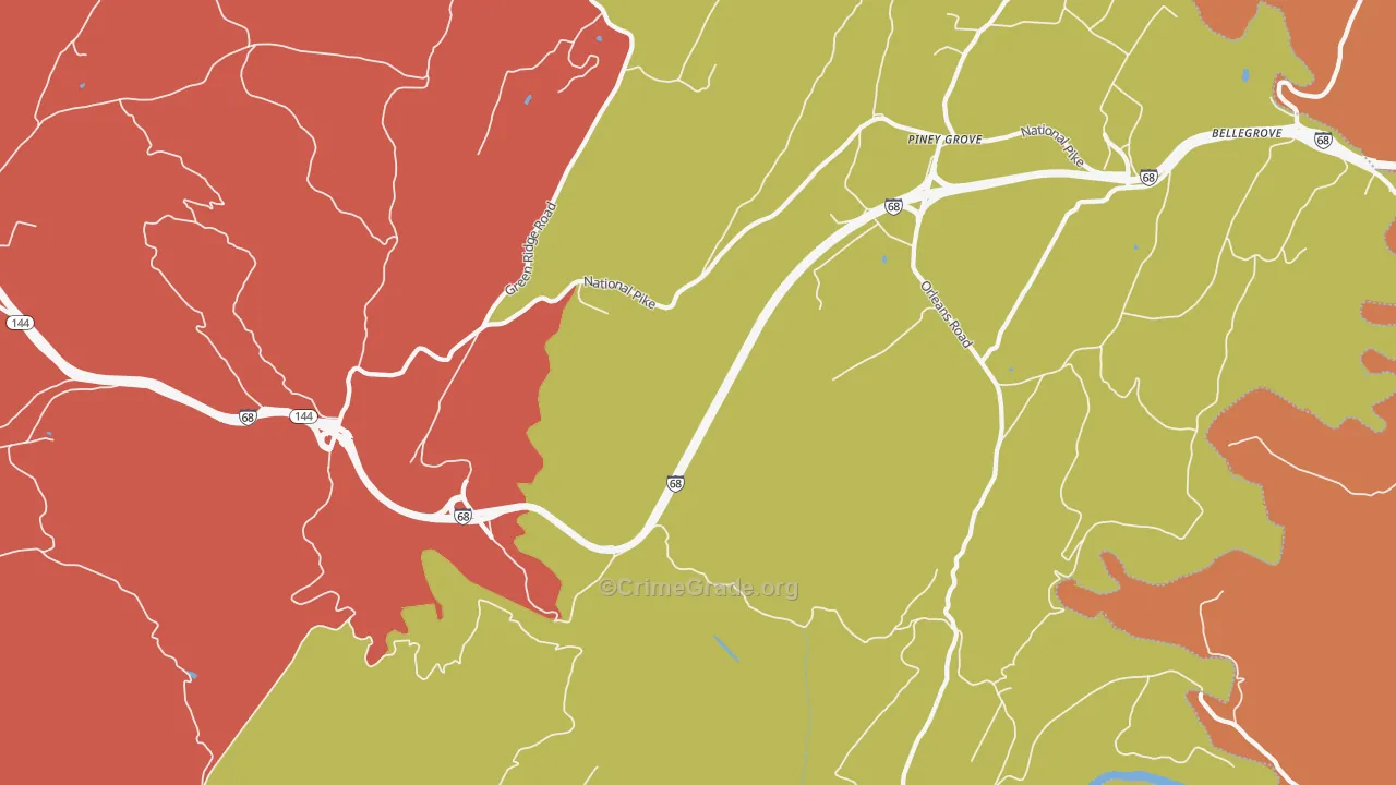 Green Ridge, MD Map of Drug-Related Crime Rates