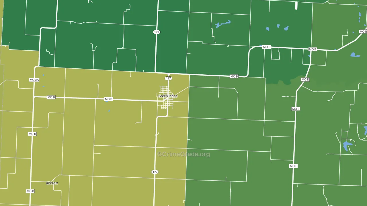 Green Ridge, MO Map of Drug-Related Crime Rates