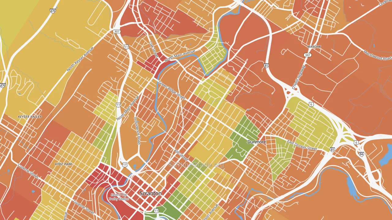 Green Ridge, Scranton, PA Map of Drug-Related Crime Rates