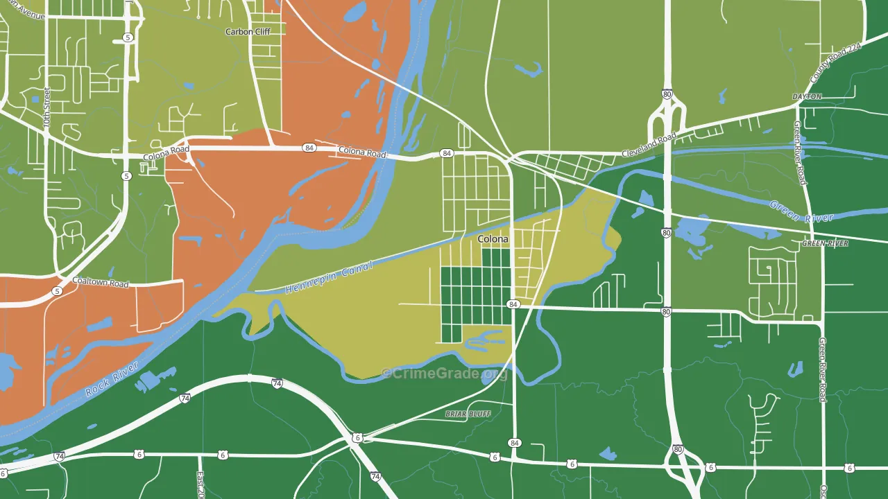 Green Rock, IL Map of Drug-Related Crime Rates