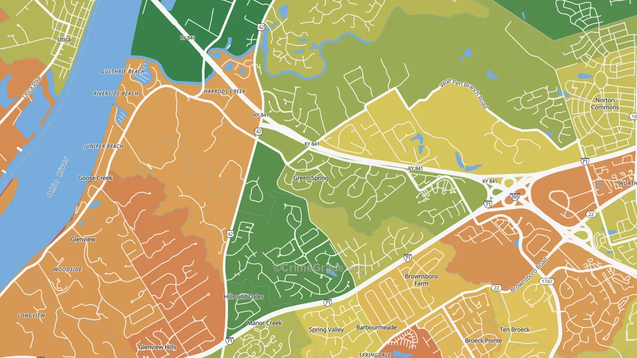 Green Spring, KY Map of Drug-Related Crime Rates