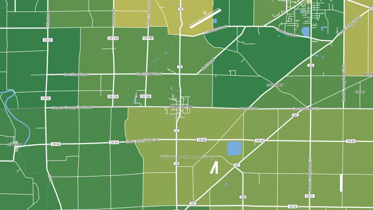 Green Springs, OH Map of Drug-Related Crime Rates