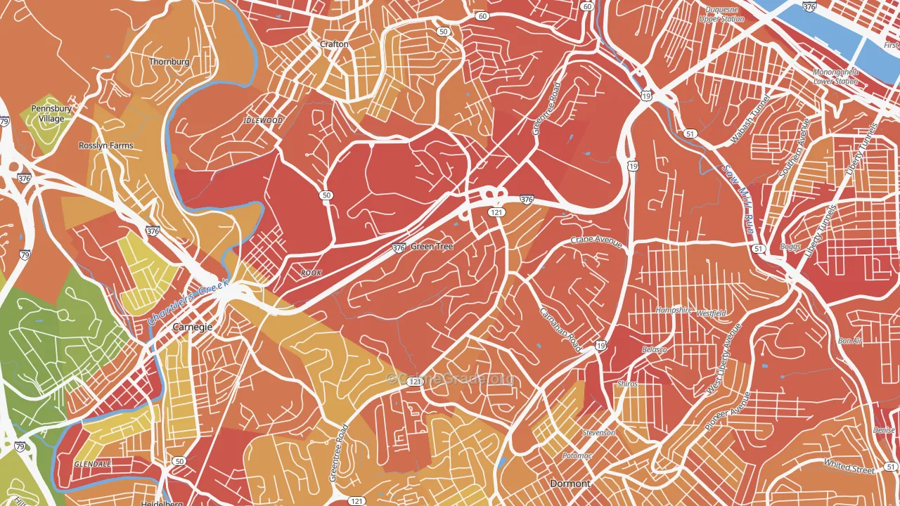 Green Tree, PA Map of Drug-Related Crime Rates