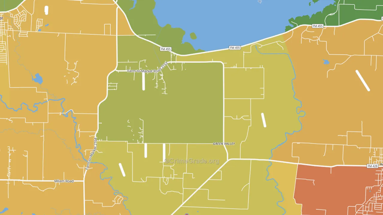 Green Valley, TX Map of Drug-Related Crime Rates