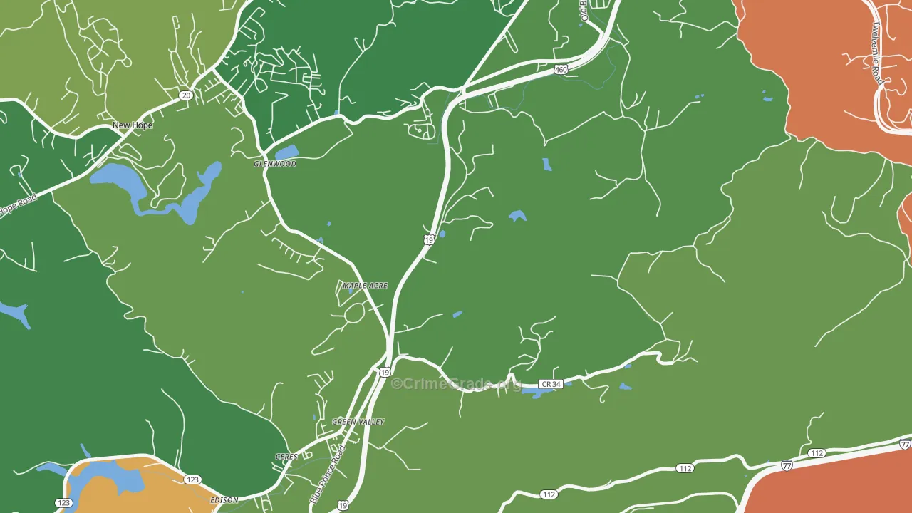 Green Valley, WV Map of Drug-Related Crime Rates