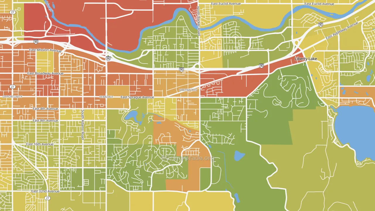 Greenacres, WA Map of Drug-Related Crime Rates