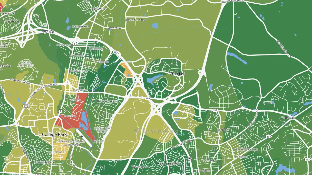 Greenbelt, MD Map of Drug-Related Crime Rates