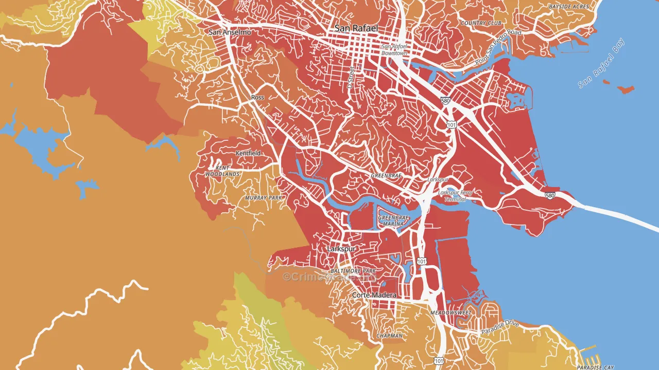 Greenbrae, CA Map of Drug-Related Crime Rates