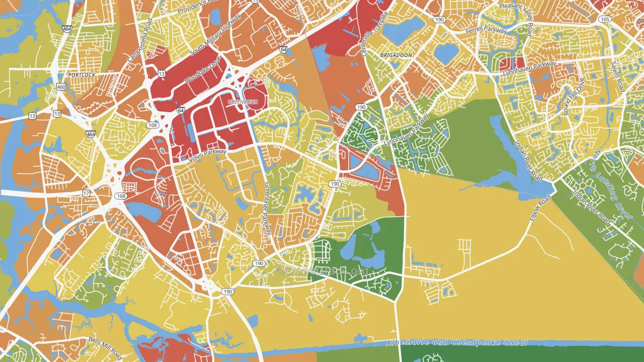 Greenbrier East, Chesapeake, VA Map of Drug-Related Crime Rates