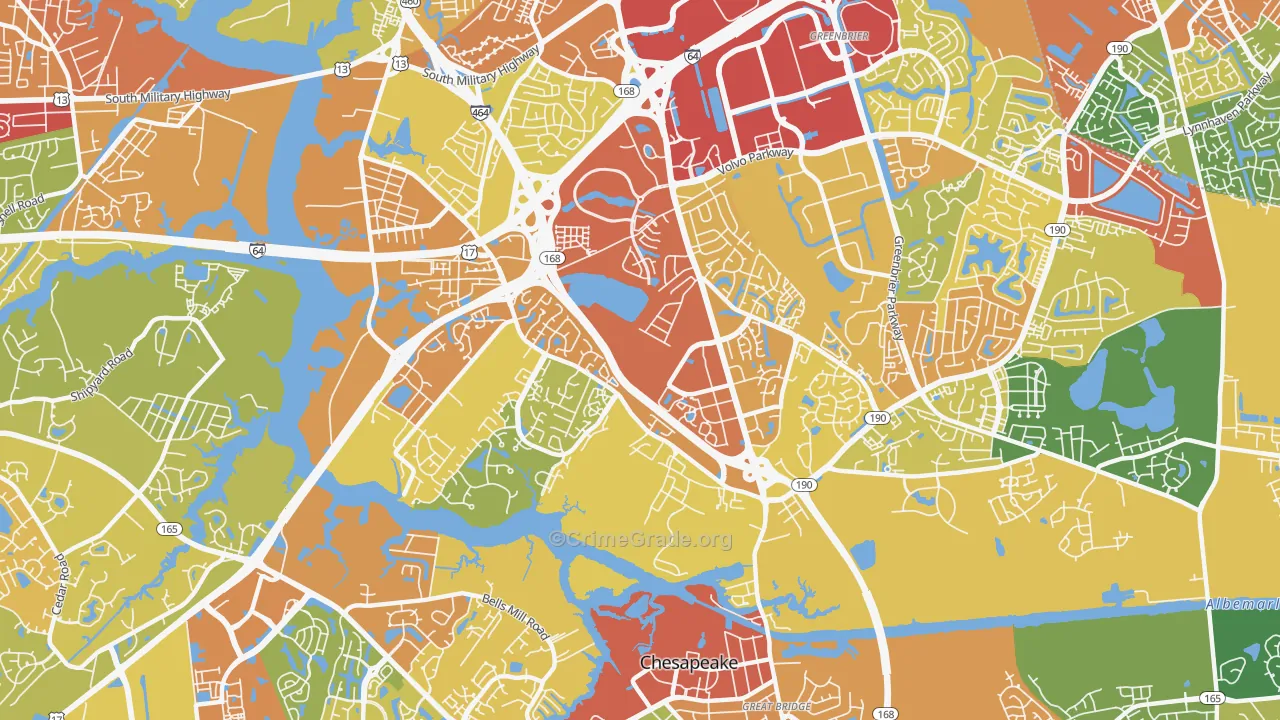 Greenbrier West, Chesapeake, VA Map of Drug-Related Crime Rates