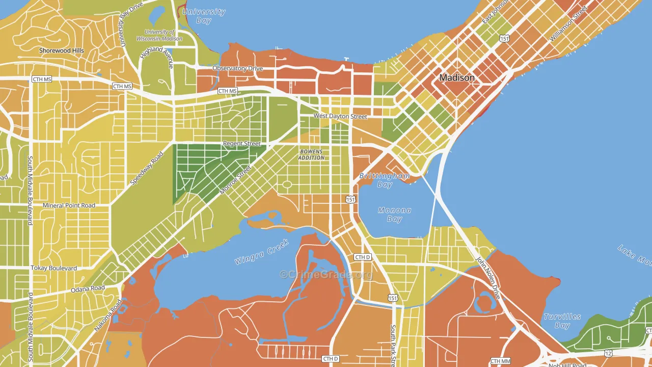 Greenbush, Madison, WI Map of Drug-Related Crime Rates
