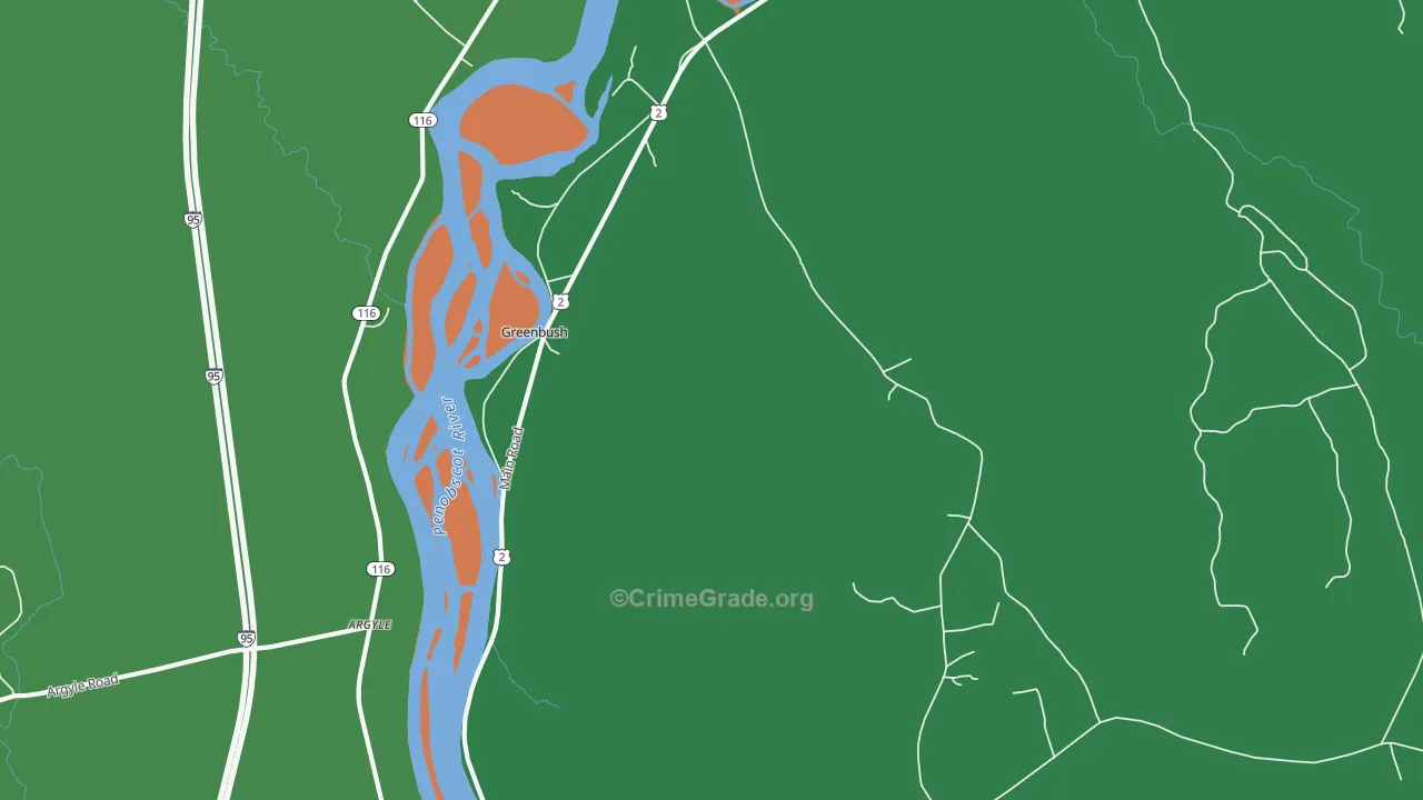 Greenbush, ME Map of Drug-Related Crime Rates