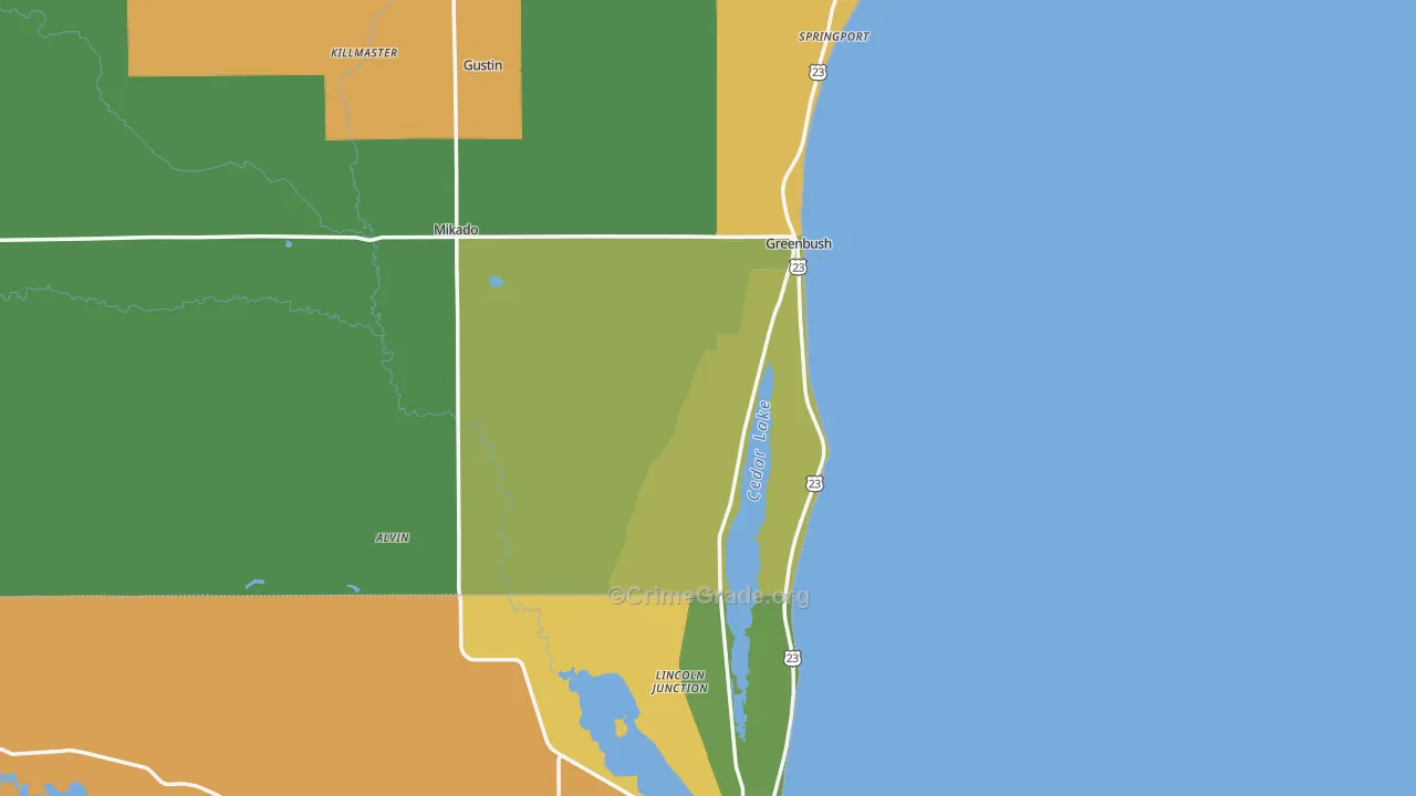 Greenbush, MI Map of Drug-Related Crime Rates