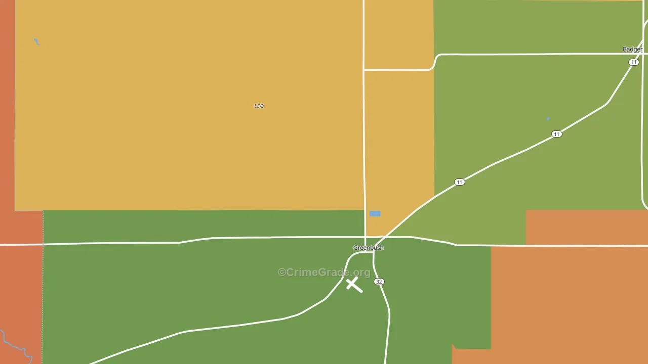 Greenbush, MN Map of Drug-Related Crime Rates