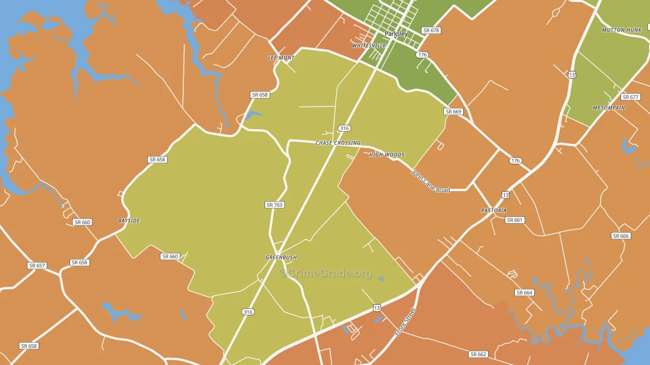 Greenbush, VA Map of Drug-Related Crime Rates
