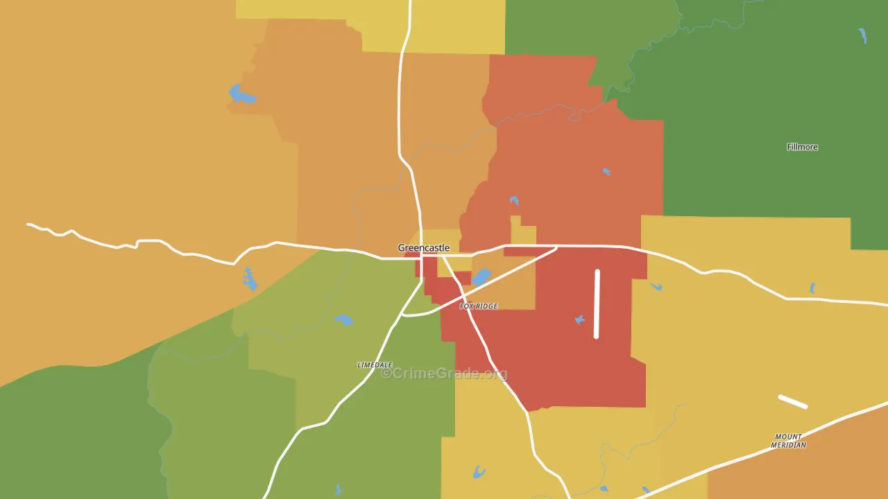 Greencastle, IN Map of Drug-Related Crime Rates