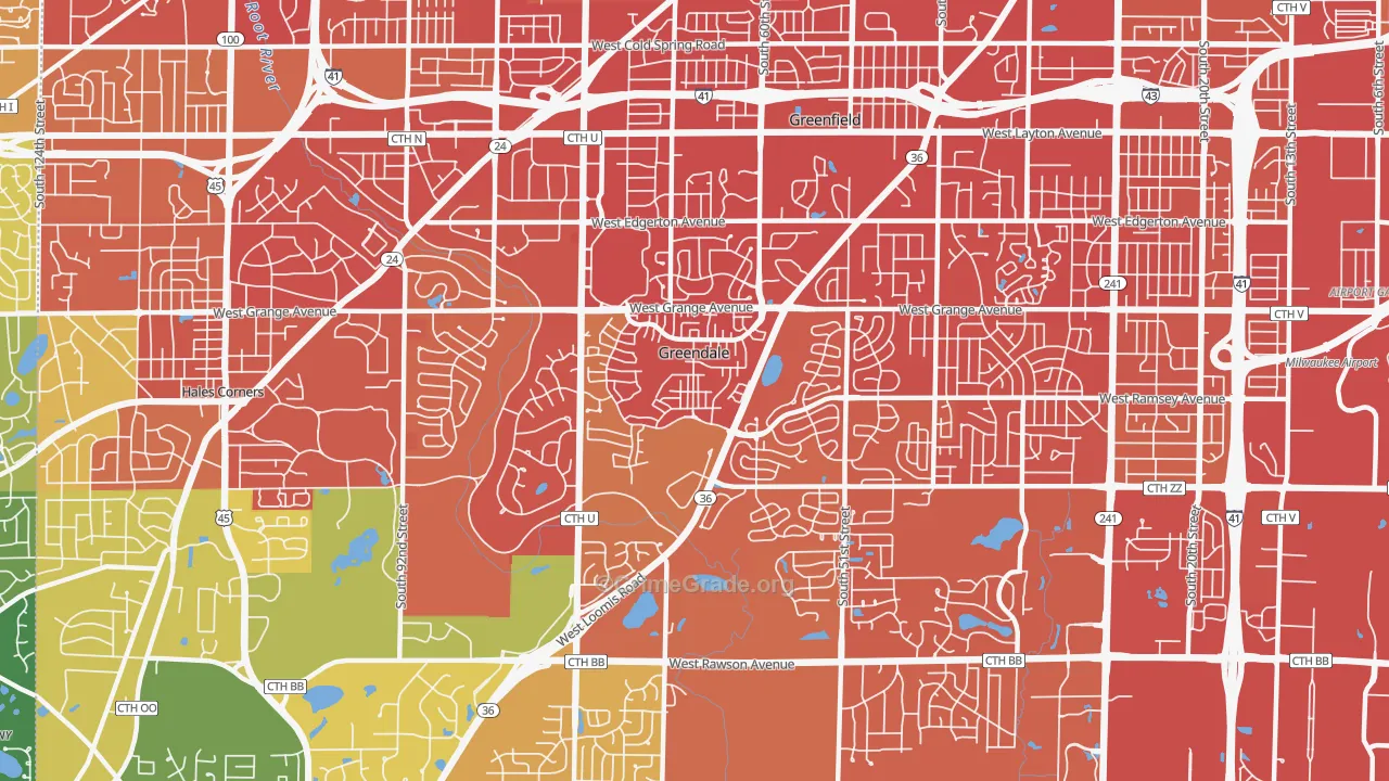 Greendale, WI Map of Drug-Related Crime Rates