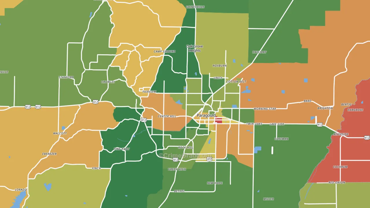Greene County, AR Map of Drug-Related Crime Rates