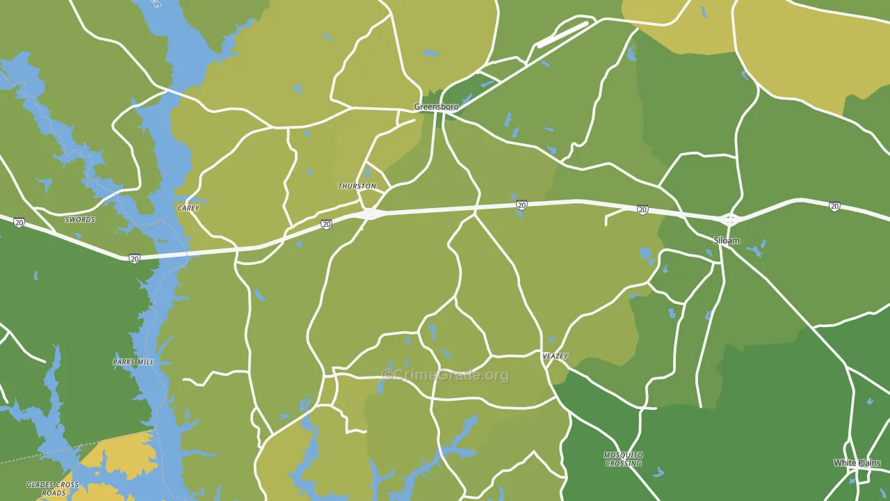 Greene County, GA Map of Drug-Related Crime Rates