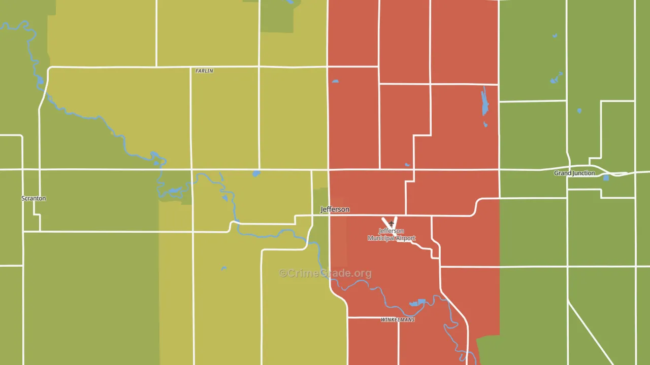 Greene County, IA Map of Drug-Related Crime Rates
