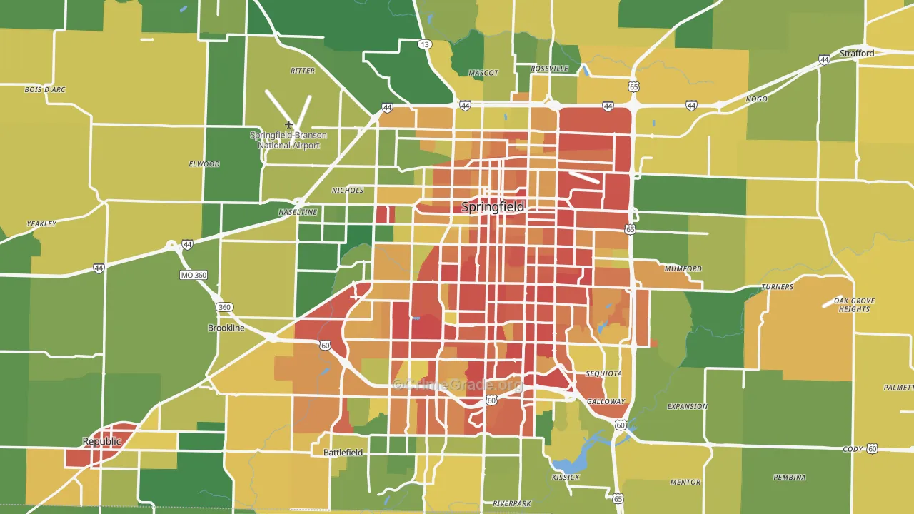 Greene County, MO Map of Drug-Related Crime Rates