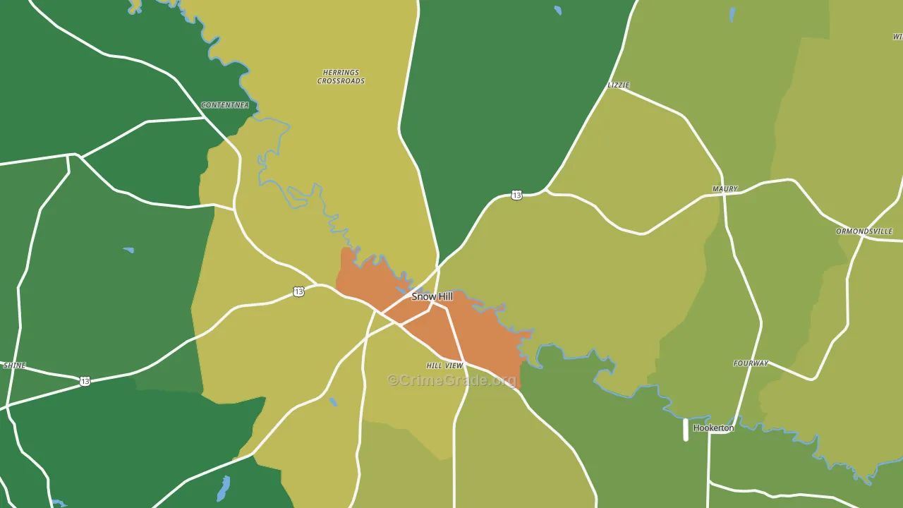 Greene County, NC Map of Drug-Related Crime Rates