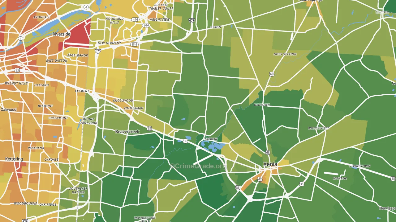 Greene County, OH Map of Drug-Related Crime Rates