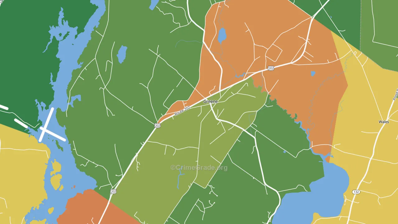 Greene, ME Map of Drug-Related Crime Rates