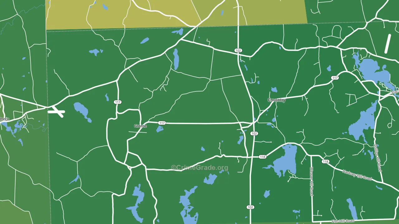 Greene, RI Map of Drug-Related Crime Rates
