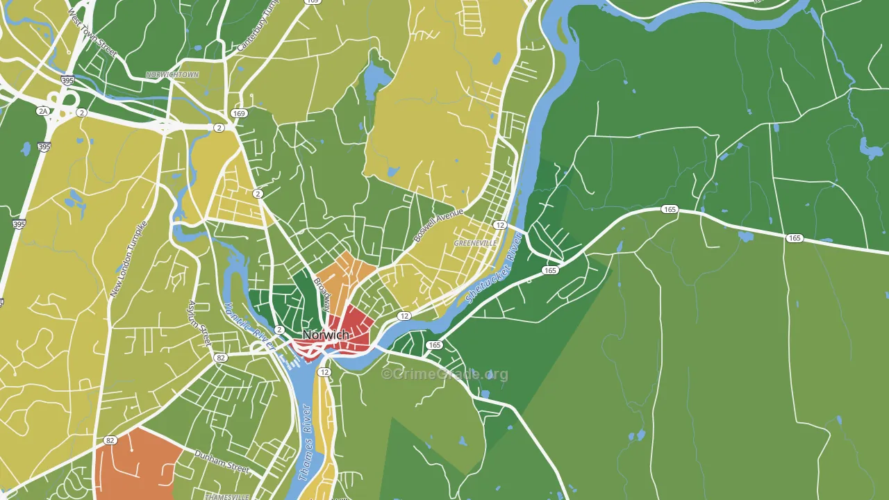 Greeneville Historic District, Norwich, CT Map of Drug-Related Crime Rates