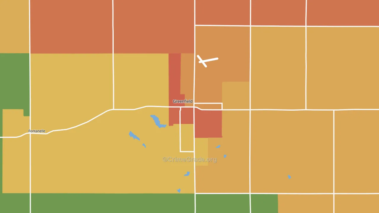 Greenfield, IA Map of Drug-Related Crime Rates