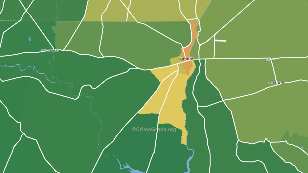 Greenfield, OH Map of Drug-Related Crime Rates