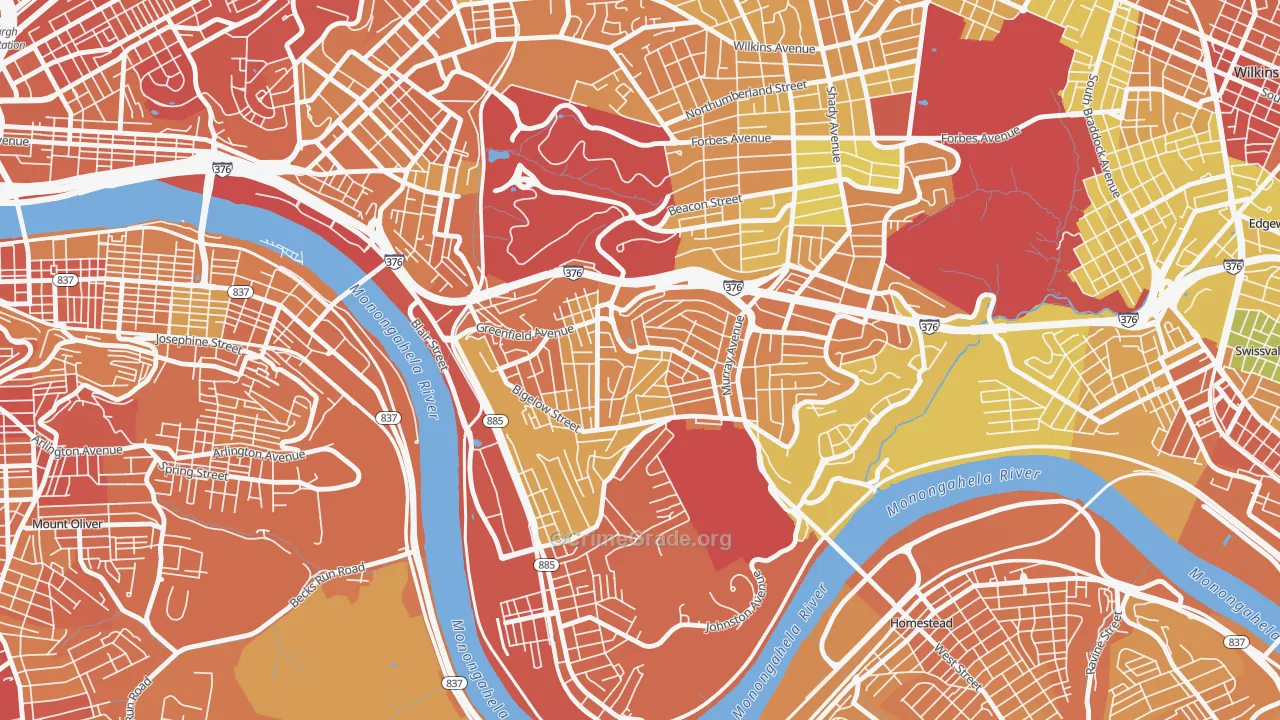Greenfield, Pittsburgh, PA Map of Drug-Related Crime Rates