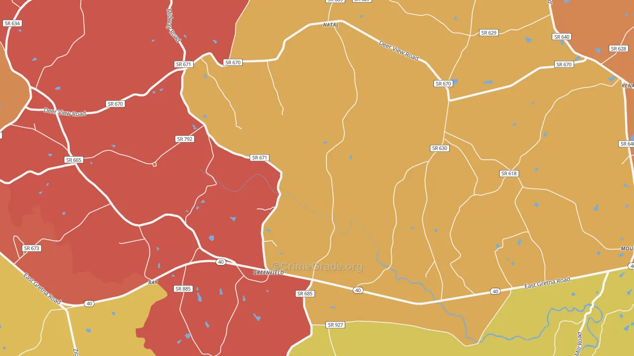 Greenfield, VA Map of Drug-Related Crime Rates