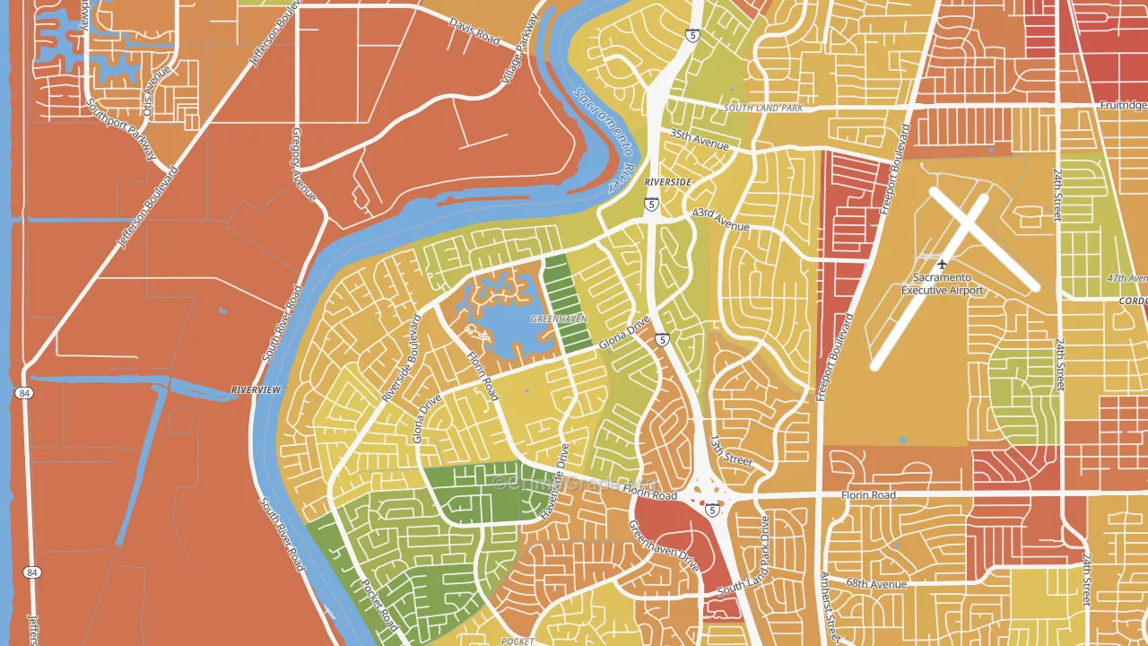 Greenhaven, Sacramento, CA Map of Drug-Related Crime Rates
