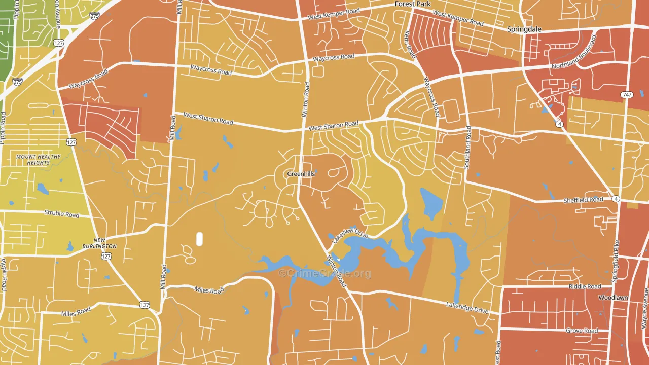 Greenhills, OH Map of Drug-Related Crime Rates