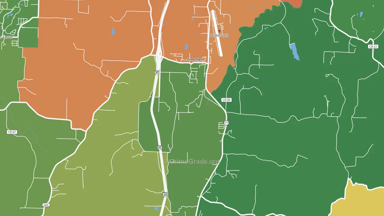 Greenland, AR Map of Drug-Related Crime Rates