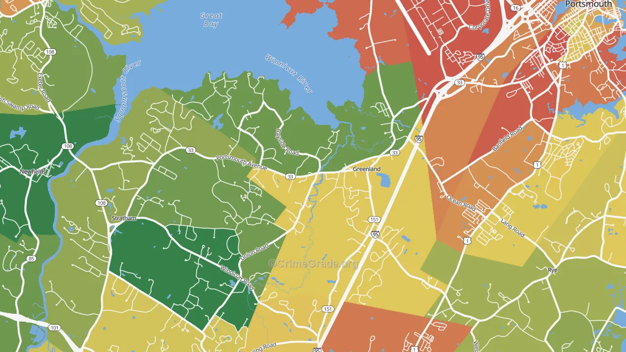 Greenland, NH Map of Drug-Related Crime Rates