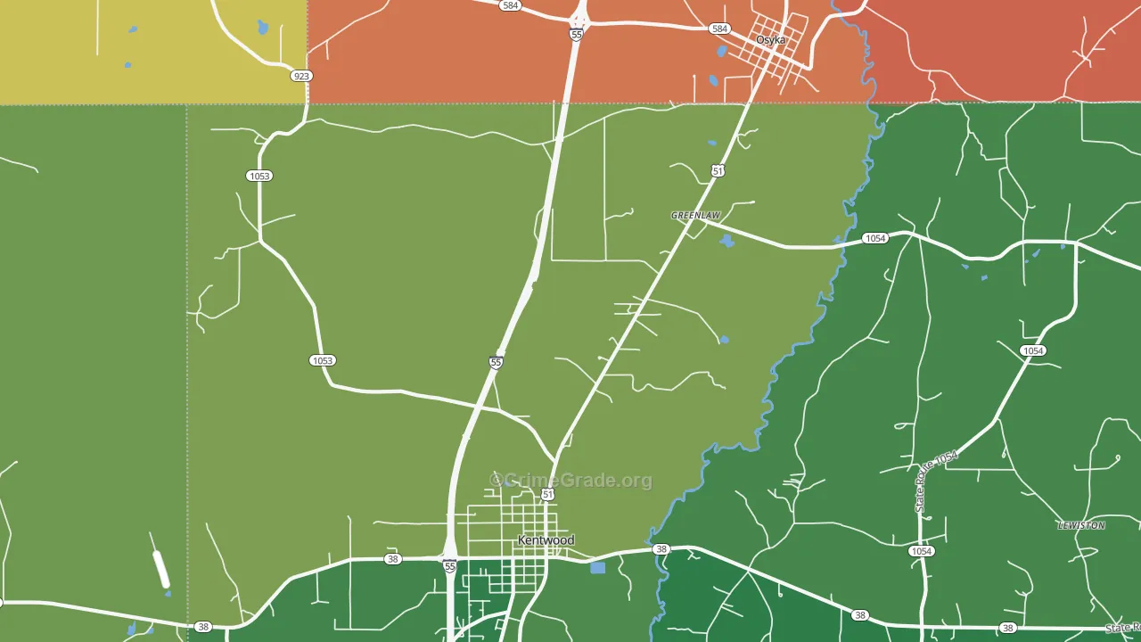 Greenlaw, LA Map of Drug-Related Crime Rates