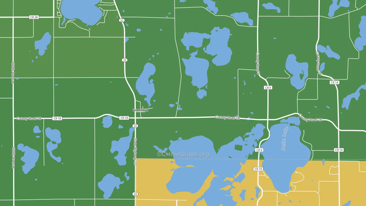 Greenleaf, MN Map of Drug-Related Crime Rates