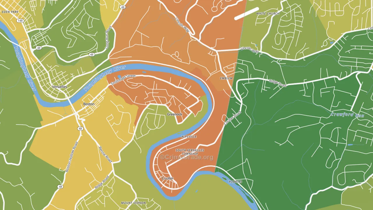 Greenock, PA Map of Drug-Related Crime Rates