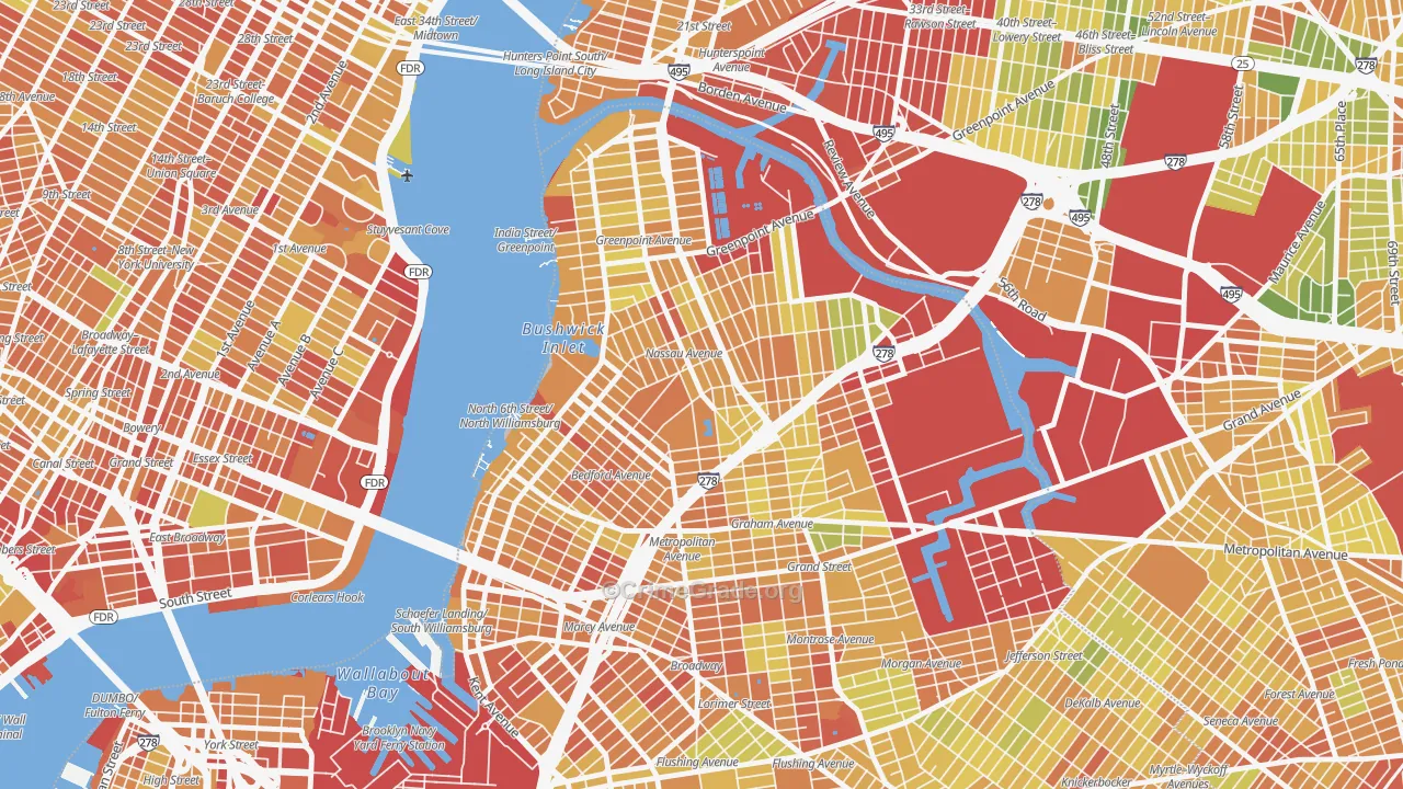 Greenpoint, Brooklyn, NY Map of Drug-Related Crime Rates
