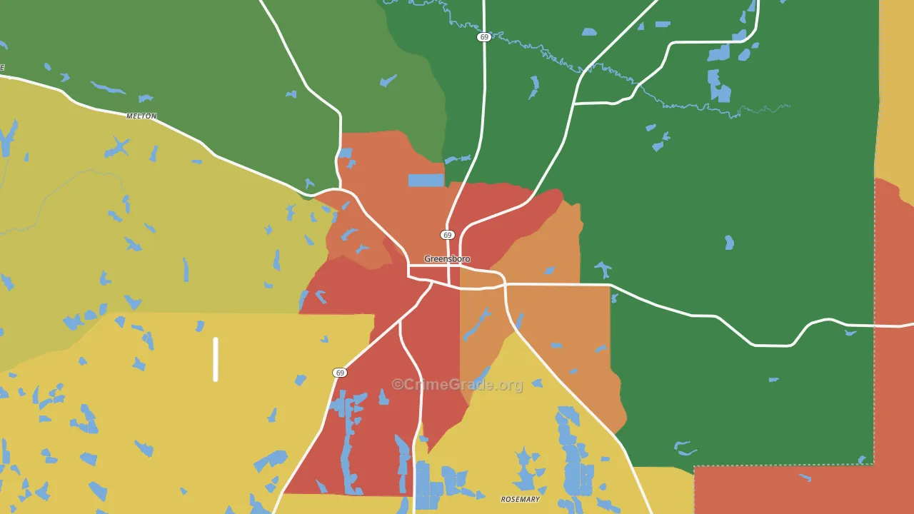 Greensboro, AL Map of Drug-Related Crime Rates