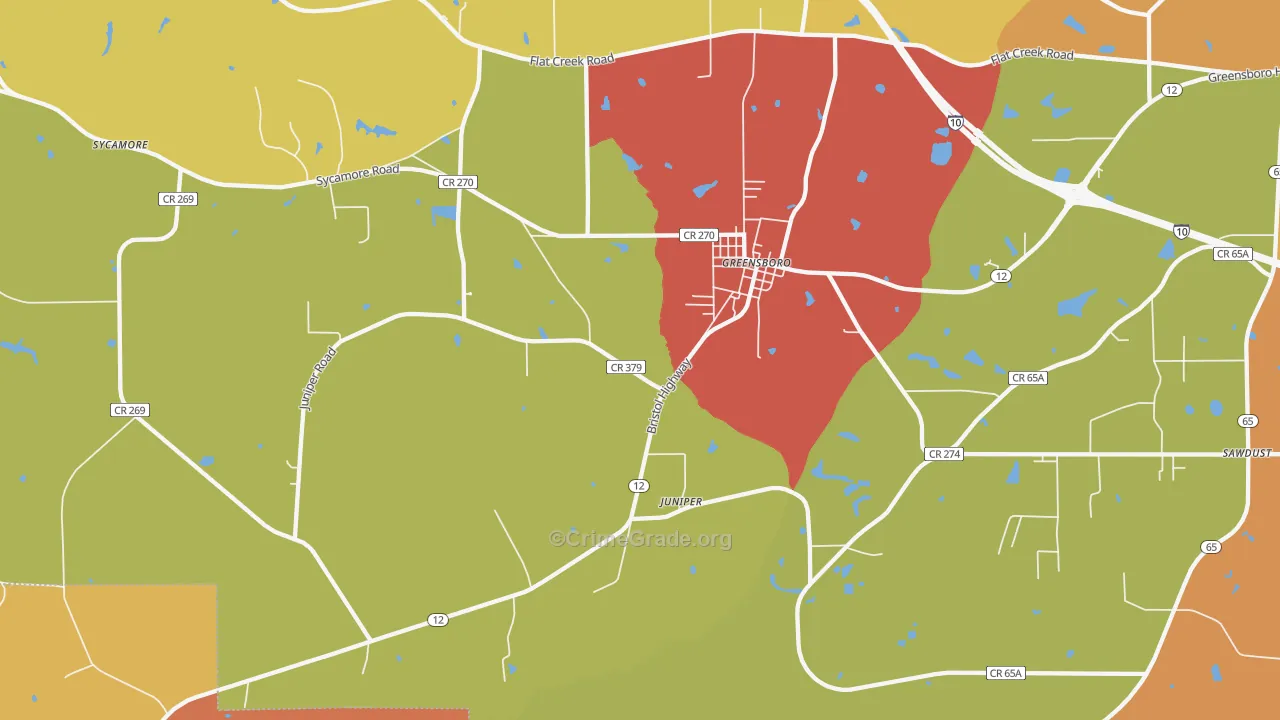 Greensboro, FL Map of Drug-Related Crime Rates